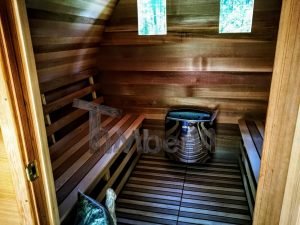 Outdoor Garten Holz Sauna Fasssauna Aussensauna Rote Zeder Mit Elektroheizung Und Veranda (5)