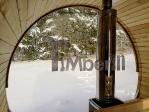 Udendørs Tønde Sauna Med Påklædningsværelse, Panorama Vindue Og Træ Fyret Ovn (23)