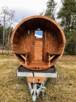 Mobil Udendørs Sauna På Traileren På Hjul – Tønde (6)