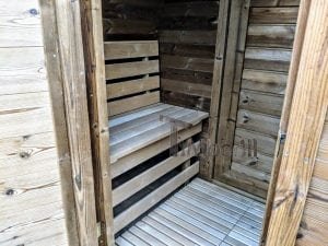Udendørs Igloo Sauna På Traileren Mobil Harvia Ovn Med Omklædningsrum (22)