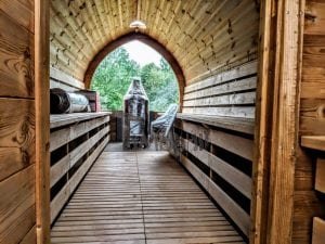 Udendørs Igloo Sauna På Traileren Mobil Harvia Ovn Med Omklædningsrum (30)