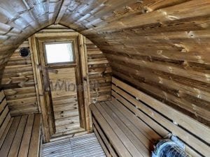Udendørs Igloo Sauna På Traileren Mobil Harvia Ovn Med Omklædningsrum (36)