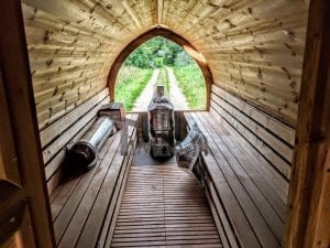 Udendørs Igloo Sauna På Traileren Mobil Harvia Ovn Med Omklædningsrum (39)