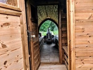 Udendørs Igloo Sauna På Traileren Mobil Harvia Ovn Med Omklædningsrum (45)